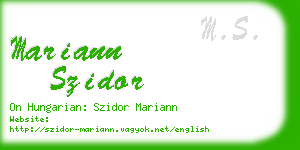 mariann szidor business card